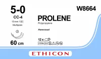 ПРОЛЕН 5/0 Гемо-Сил, 60 см, синий, СС 13 мм х 2, 1/2, W8664, 12 шт/упак