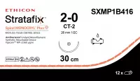 STRATAFIX SPIRAL MONOCRYL Plus 2/0, 30 см, Кол. масс. 26 мм, 1/2, SXMP1B416, 12 шт/упак