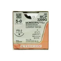 МОНОКРИЛ ПЛЮС 5/0, 70 см, н/окр., Обр.-реж. 19 мм, 3/8, MCP3209G, 12 шт/упак