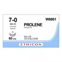 ПРОЛЕН 7/0, 60 см, синий, СС 11 мм х 2, 3/8, W8801, 12 шт/упак