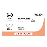 МОНОКРИЛ ПЛЮС 6/0, 45 см, фиолет., Кол. 13 мм, 1/2, MCP3224G, 12 шт/упак