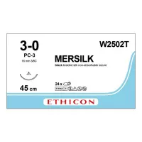 ШЕЛК 3/0, 45 см, черный, Прайм реж. 16 мм, 3/8, W2502T, 24 шт/упак