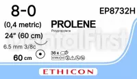 ПРОЛЕН 8/0, 60 см, синий, Кол.EVERPOINT 6.5 мм х 2, 3/8, EP8732H, 36 шт/упак