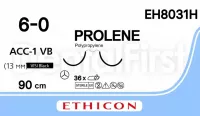 ПРОЛЕН 6/0, 90 см, синий, ACC VB 13 мм х 2, слож.изгиб, EH8031H, 36 шт/упак