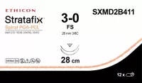 Stratafix Spiral PGA-PCL 3/0, двунаправл.14+14см, н/окр., Обр.-реж. 26 мм х 2, 3/8, SXMD2B411, 12 шт/упак