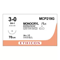 МОНОКРИЛ ПЛЮС 3/0, 70 см, фиолет., Кол. 22 мм, 1/2, MCP219G, 12 шт/упак