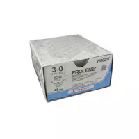ПРОЛЕН 3/0, 45 см, синий, Прайм реж. 26 мм, 3/8, W8021T, 24 шт/упак