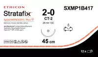 STRATAFIX SPIRAL MONOCRYL Plus 2/0, 45 см, Кол. масс. 26 мм, 1/2, SXMP1B417, 12 шт/упак