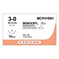 МОНОКРИЛ ПЛЮС 3/0, 70 см, фиолет., Кол. 26 мм, 1/2, MCP4160H, 36 шт/упак
