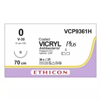 ВИКРИЛ ПЛЮС 0, 70 см, фиолет., Кол.-реж. 31 мм, 1/2, VCP9361H, 36 шт/упак