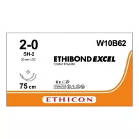 ЭТИБОНД Эксел 2/0 10 нитей, (5 зел., 5 белых), 75 см, Кол. 20 мм х 2, 1/2, W10B62, 6 шт/упак