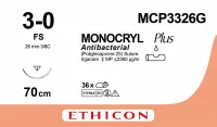 МОНОКРИЛ ПЛЮС 3/0, 70 см, н/окр., Обр.-реж. 26 мм, 3/8, MCP3326G, 12 шт/упак