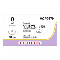 ВИКРИЛ ПЛЮС 0, 70 см, фиолет., Кол.-реж. 17 мм, 1/2, VCP987H, 36 шт/упак