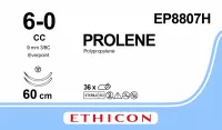 ПРОЛЕН 6/0, 60 см, синий, CC EVERPOINT 9.3 мм х 2, 3/8, EP8807H, 36 шт/упак