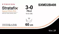 Stratafix Spiral PGA-PCL 3/0, двунаправл.30+30см, н/окр., Обр.-реж. 19 мм х 2, 3/8, SXMD2B408, 12 шт/упак