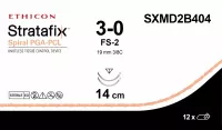Stratafix Spiral PGA-PCL 3/0, двунаправл.7+7см, н/окр., Обр.-реж. 19 мм х 2, 3/8, SXMD2B404, 12 шт/упак